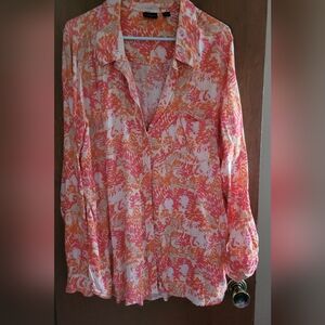 Westbound Woman Orange and White Floral Top